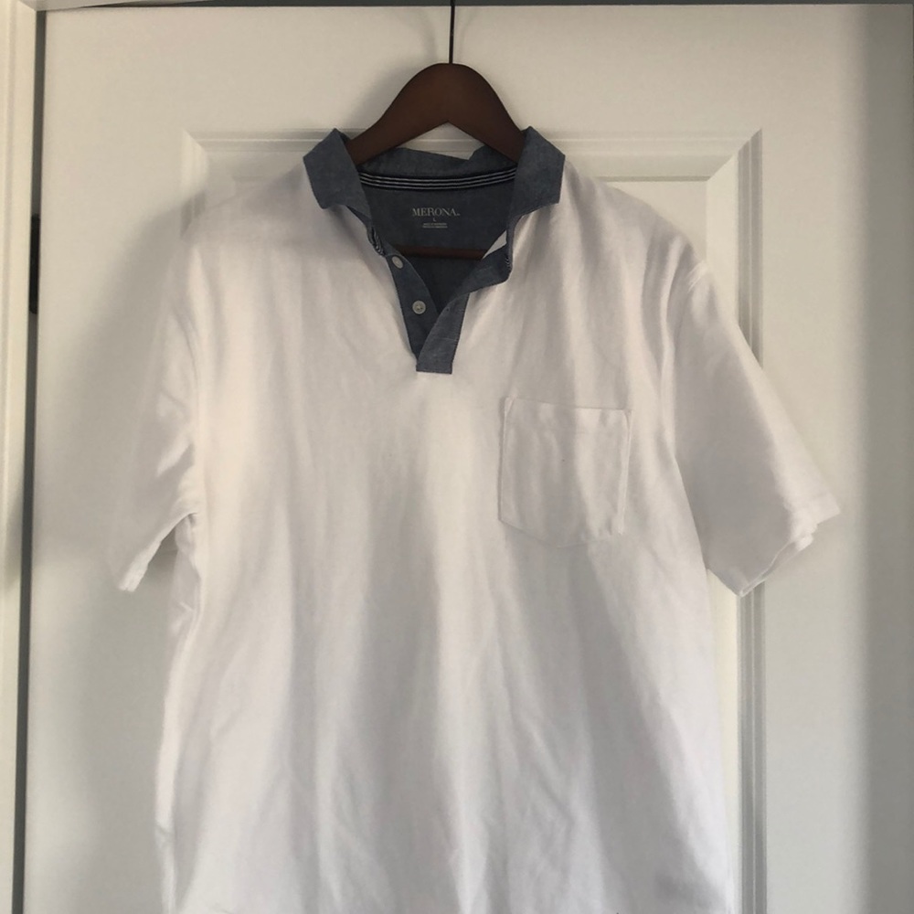 Merona Men’s white polo shirt size L